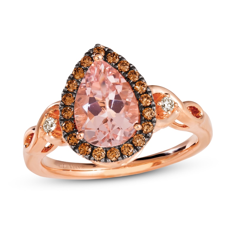 Previously Owned Le Vian Natural Morganite Ring 1/ ct tw Diamonds 14K Strawberry Gold