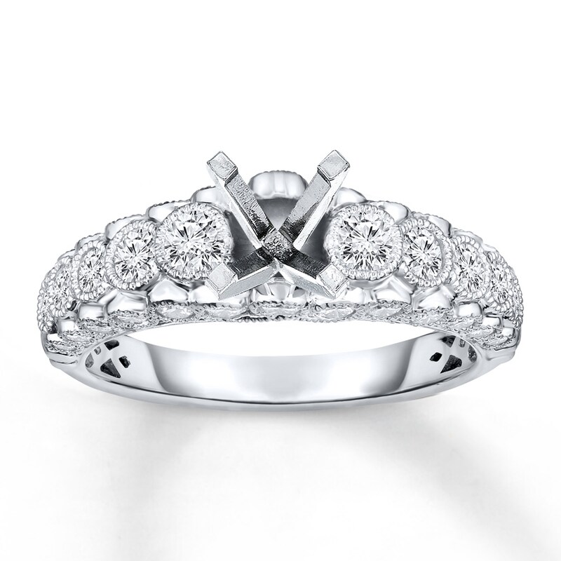 Main Image 1 of Previously Owned Diamond Ring Setting 1 ct tw Bezel-set Round 14K White Gold