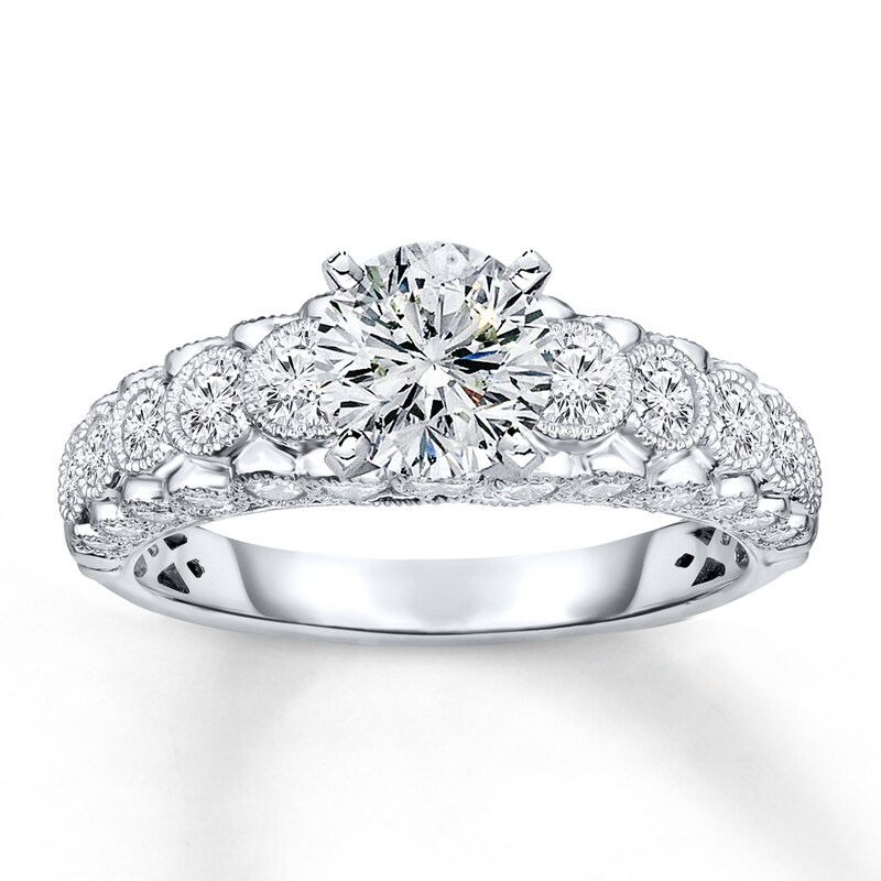 Main Image 3 of Previously Owned Diamond Ring Setting 1 ct tw Bezel-set Round 14K White Gold