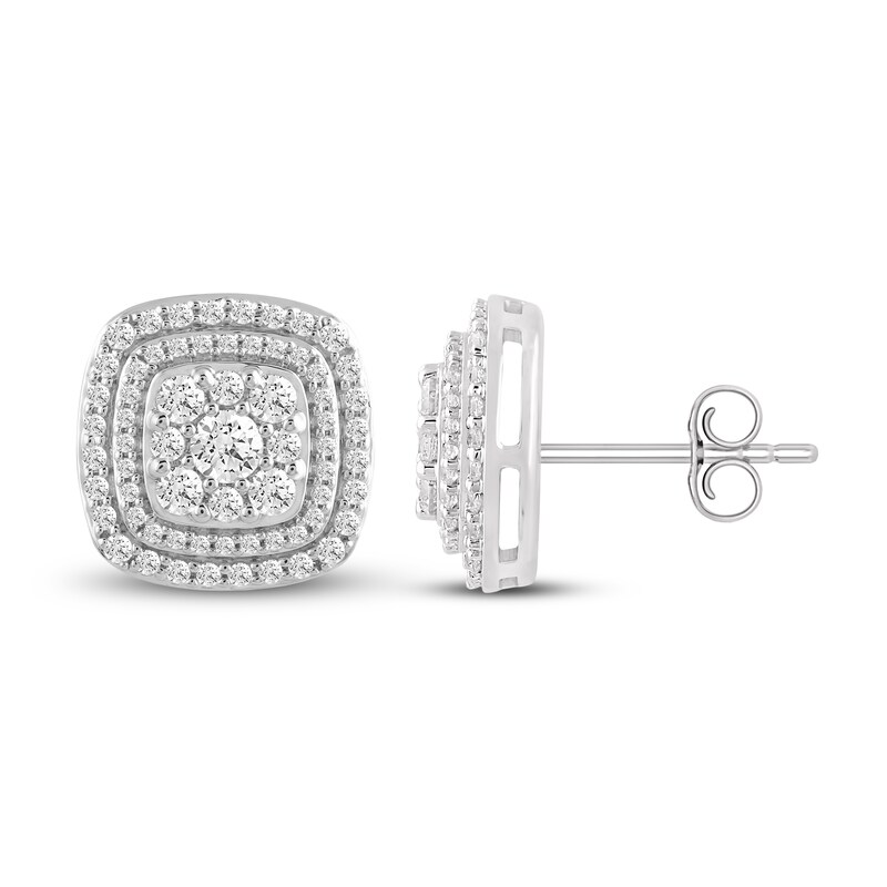 Main Image 1 of Previously Owned Diamond Stud Earrings 1 ct tw Round 14K White Gold