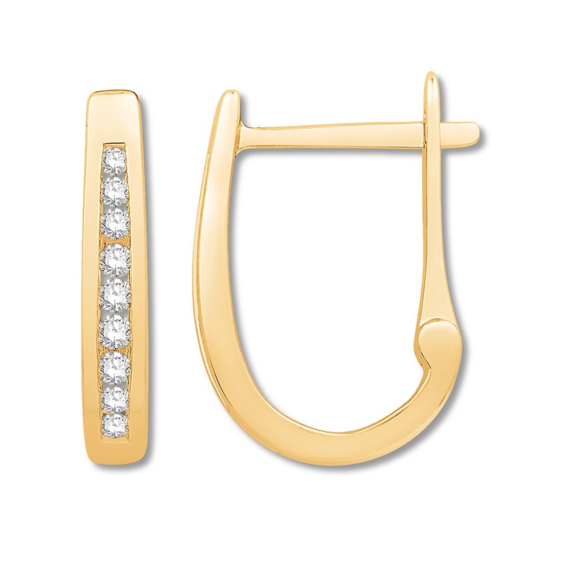 Main Image 1 of Previously Owned Colorless Diamond Hoop Earrings 1/4 ct tw 14K Yellow Gold