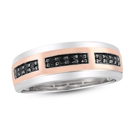 Previously Owned Men's Black Diamond Wedding Band 1/4 ct tw Round 10K Two-Tone Gold