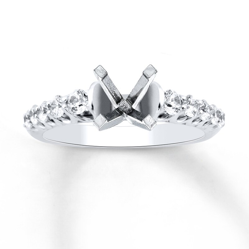Main Image 1 of Previously Owned Diamond Engagement Ring Setting 1/2 ct tw Round 14K White Gold
