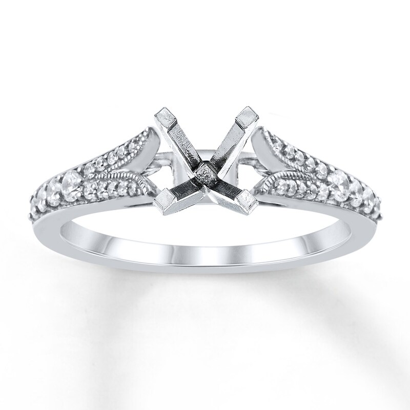 Main Image 1 of Previously Owned Diamond Engagement Ring Setting 1/4 ct tw Round 14K White Gold