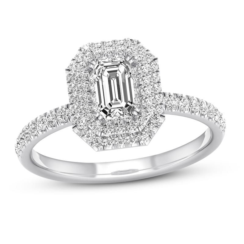 Previously Owned Diamond Engagement Ring / ct tw Emerald-cut 14K White Gold