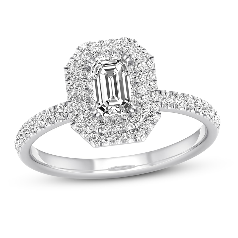 Main Image 1 of Previously Owned Diamond Engagement Ring 3/4 ct tw Emerald-cut 14K White Gold