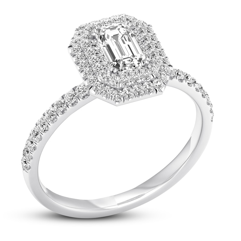 Previously Owned Diamond Engagement Ring / ct tw Emerald-cut 14K White Gold