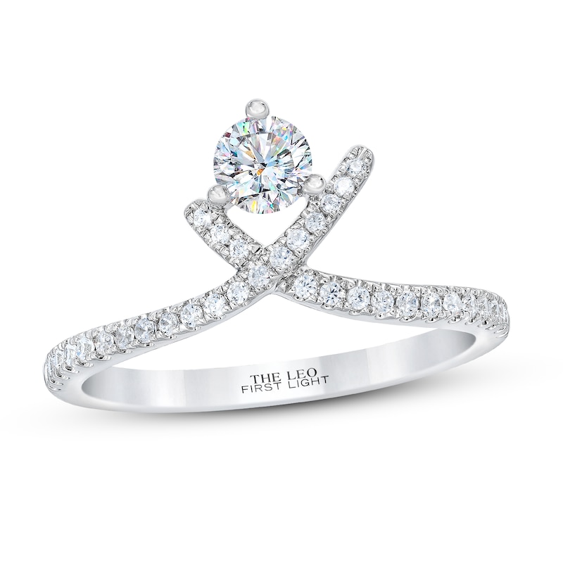 Main Image 1 of Previously Owned The Leo First Light Diamond Ring 1/2 ct tw Round 14K White Gold
