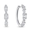 Thumbnail Image 1 of Previously Owned Effy Diamond Earrings 1/2 ct tw Round/Baguette 14K White Gold