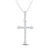 Thumbnail Image 1 of Previously Owned Diamond Cross Necklace 1/4 ct tw Round 10K White Gold