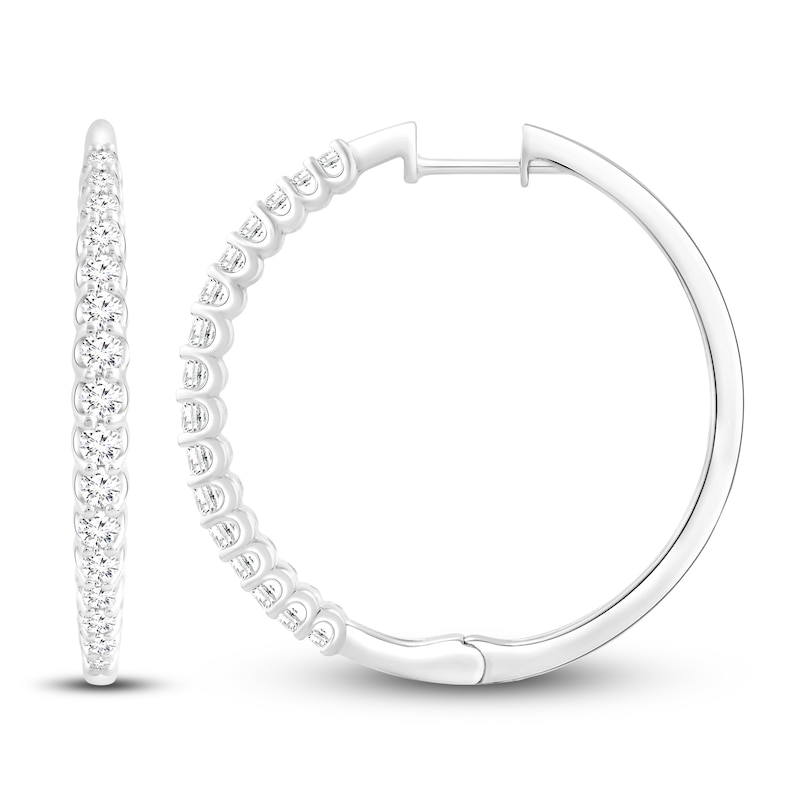 Main Image 1 of Previously Owned Diamond Hoop Earrings 1 ct tw 14K White Gold