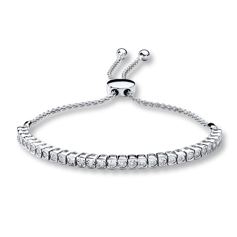 Main Image 1 of Previously Owned Diamond Bolo Bracelet 1/4 ct tw Round Sterling Silver
