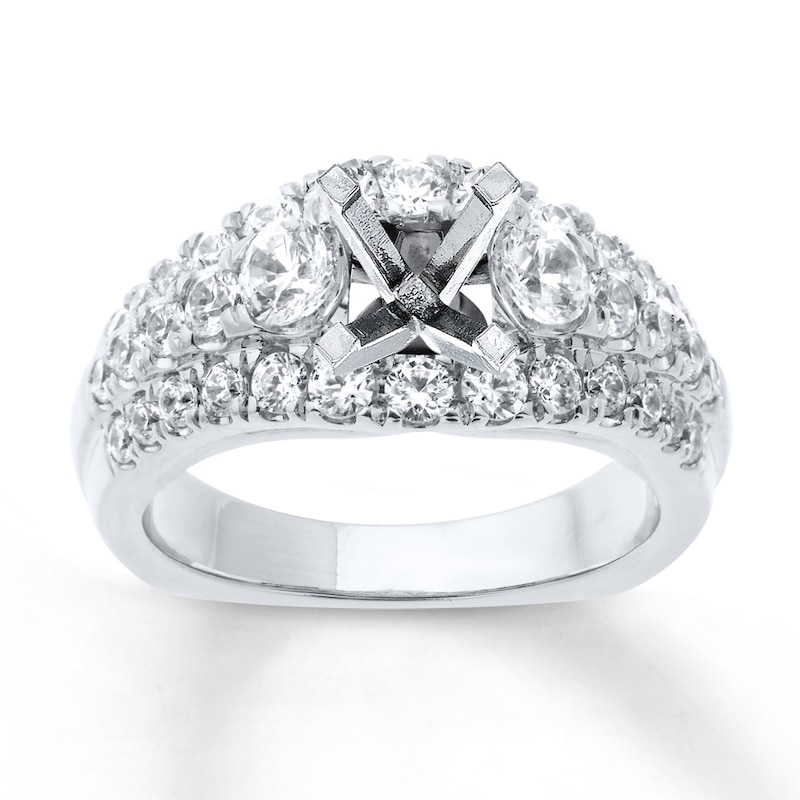 Main Image 1 of Previously Owned Diamond Engagement Ring Setting 1-3/8 ct tw Round 18K White Gold
