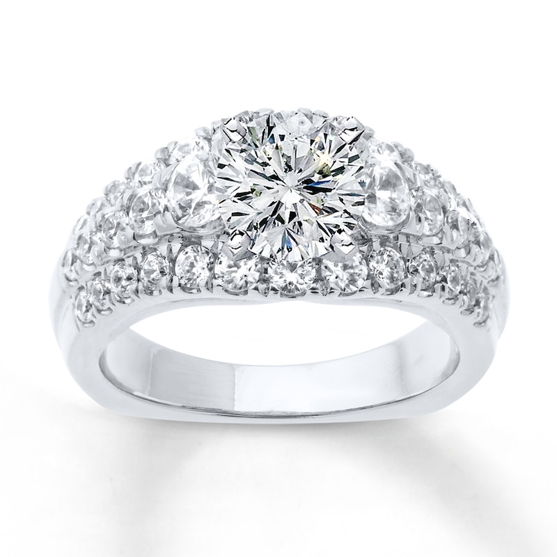 Main Image 3 of Previously Owned Diamond Engagement Ring Setting 1-3/8 ct tw Round 18K White Gold