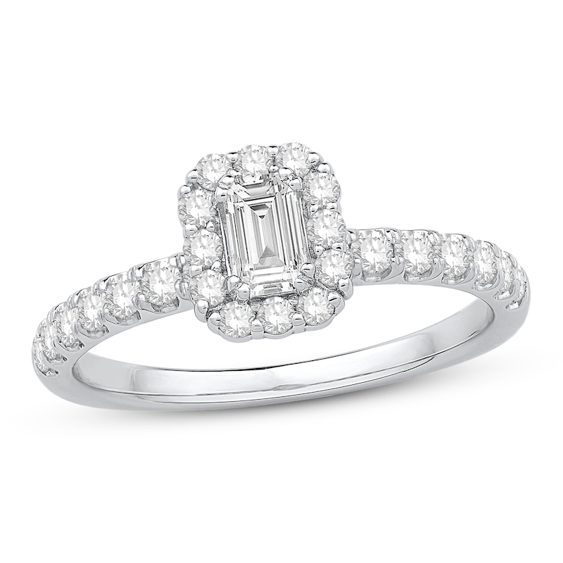 Previously Owned Diamond Engagement Ring 3/4 ct tw Round/Emerald 14K Gold
