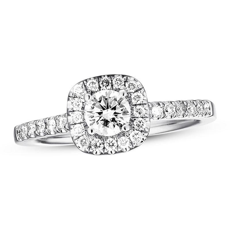 Previously Owned Diamond Engagement Ring 1/2 ct tw Round-cut 14K White ...