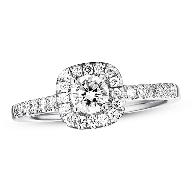 Main Image 1 of Previously Owned Diamond Engagement Ring 1/2 ct tw Round-cut 14K White Gold