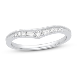 Previously Owned Diamond Enhancer Ring 1/8 ct tw Round/Baguette 14K White Gold