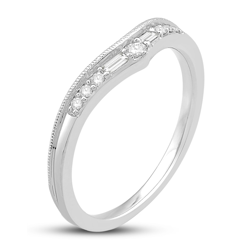Main Image 2 of Previously Owned Diamond Enhancer Ring 1/8 ct tw Round/Baguette 14K White Gold