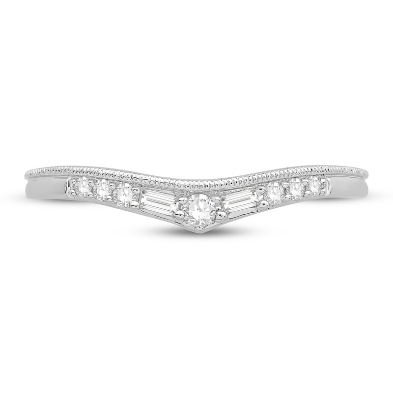 Main Image 3 of Previously Owned Diamond Enhancer Ring 1/8 ct tw Round/Baguette 14K White Gold