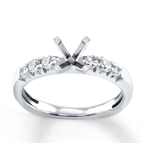 Previously Owned Diamond Engagement Ring Setting 38 ct tw Round 18K White Gold Previously Owned Diamond Engagement Ring Setting 38 ct tw Round 18K White Gold