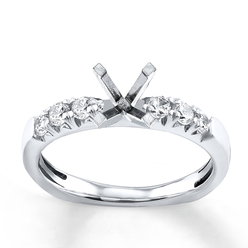Main Image 1 of Previously Owned Diamond Engagement Ring Setting 3/8 ct tw Round 18K White Gold