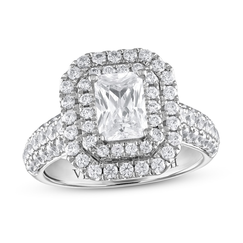 Previously Owned Vera Wang WISH Diamond Engagement Ring 2 1/4 ct tw Emerald-cut 14K White Gold