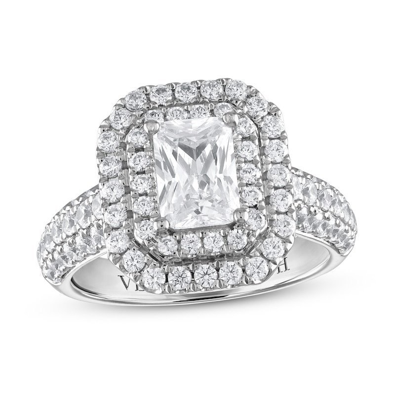 Main Image 1 of Previously Owned Vera Wang WISH Diamond Engagement Ring 2 1/4 ct tw Emerald-cut 14K White Gold