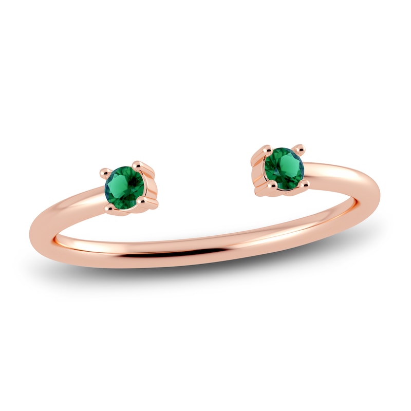 Main Image 1 of Juliette Maison Natural Emerald Cuff Ring 10K Rose Gold