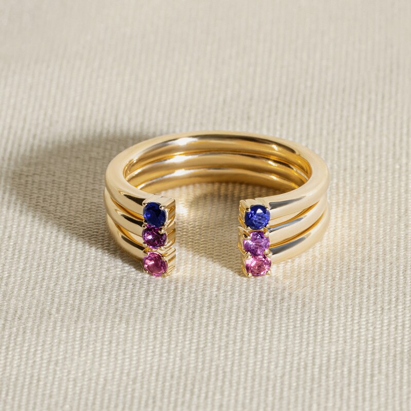 Main Image 4 of Juliette Maison Natural Emerald Cuff Ring 10K Rose Gold