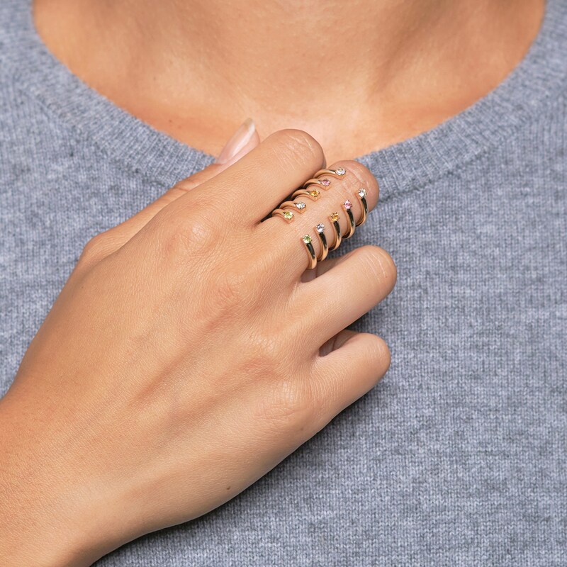 Main Image 5 of Juliette Maison Natural Emerald Cuff Ring 10K Rose Gold