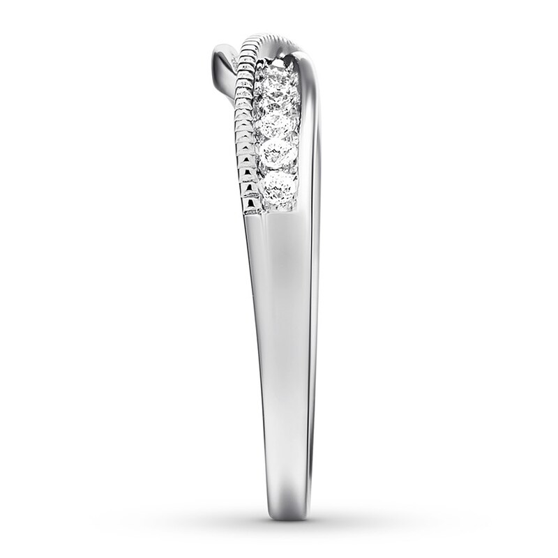 Main Image 3 of Previously Owned Diamond Contour Ring 1/6 ct tw Round-cut 14K White Gold