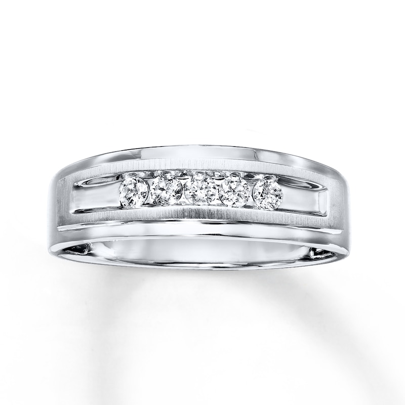 Main Image 1 of Previously Owned Men's Diamond Band 1/4 ct tw Round-cut 10K White Gold