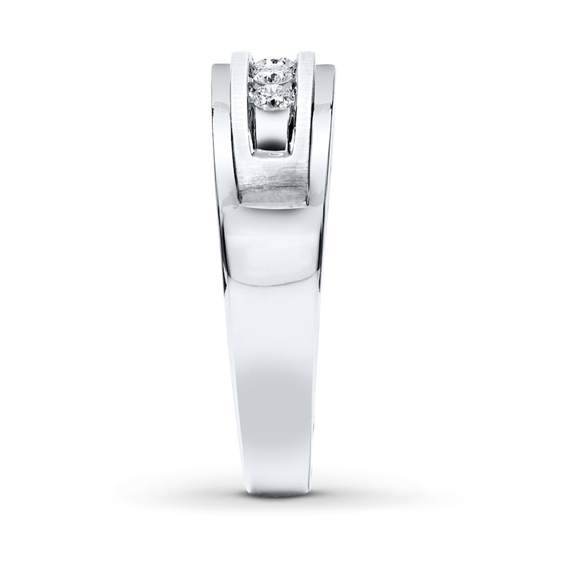 Main Image 3 of Previously Owned Men's Diamond Band 1/4 ct tw Round-cut 10K White Gold