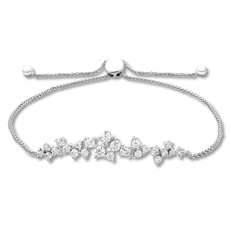 Main Image 1 of Previously Owned Diamond Bolo Bracelet 1 ct tw Round 14K White Gold