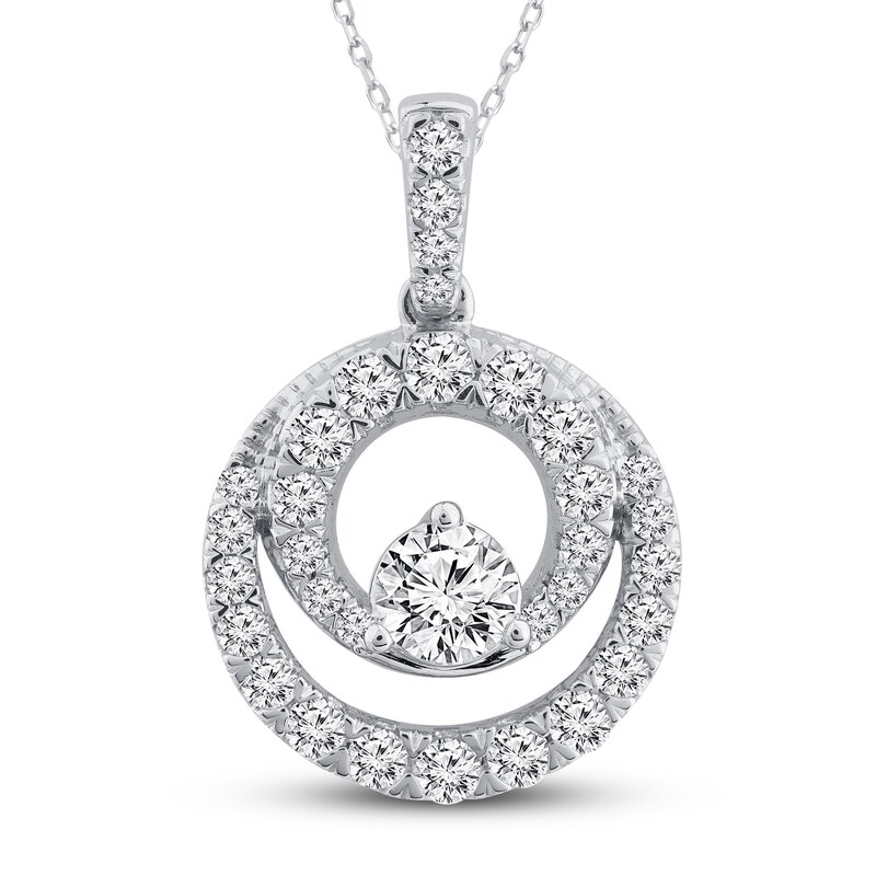 Main Image 1 of Previously Owned  Diamond Necklace 1 ct tw Round 14K White Gold
