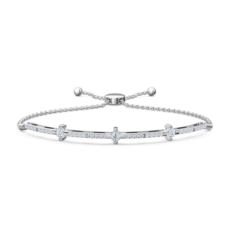 Previously Owned Certified Diamond Bolo Bracelet 3/4 ct tw Round 14K White Gold