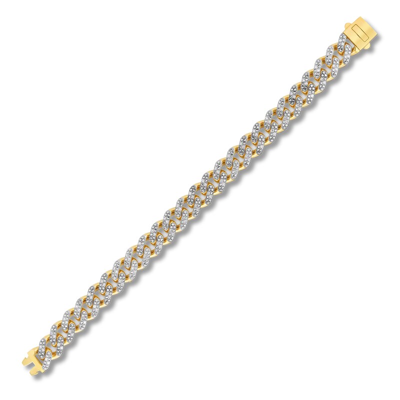 Main Image 2 of Previously Owned Diamond Curb Bracelet 1 1/5 ct tw Round 10K Yellow Gold