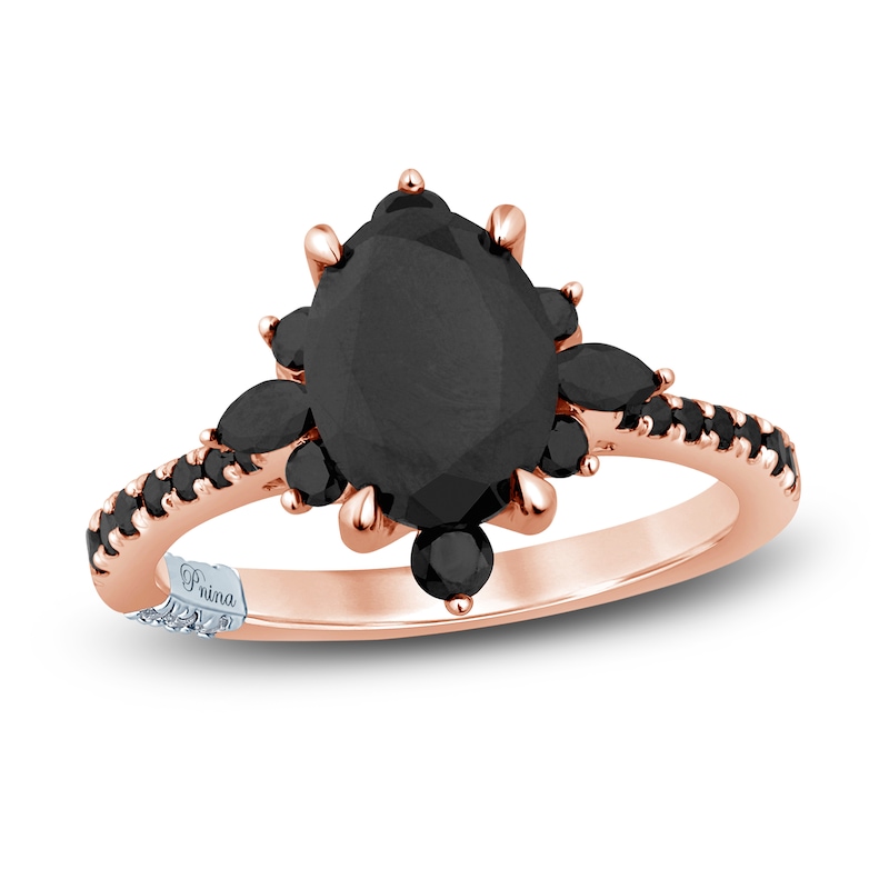 Main Image 1 of Previously Owned Pnina Tornai Black Diamond Engagement Ring 3 ct tw Oval/Round /Marquise 14K Rose Gold