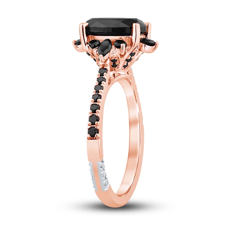 Main Image 2 of Previously Owned Pnina Tornai Black Diamond Engagement Ring 3 ct tw Oval/Round /Marquise 14K Rose Gold