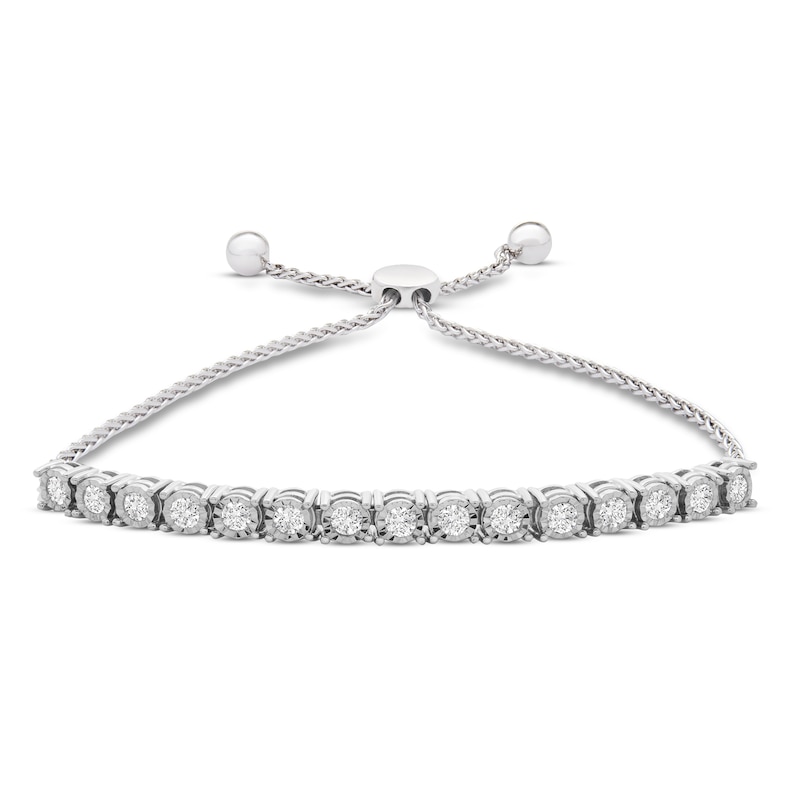 Main Image 1 of Previously Owned Diamond Bolo Bracelet 1/2 ct tw Round 14K White Gold