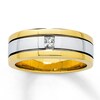 Thumbnail Image 1 of Previously Owned Men's Diamond Wedding Band 1/6 ct tw 14K Square-Cut Two-Tone Gold