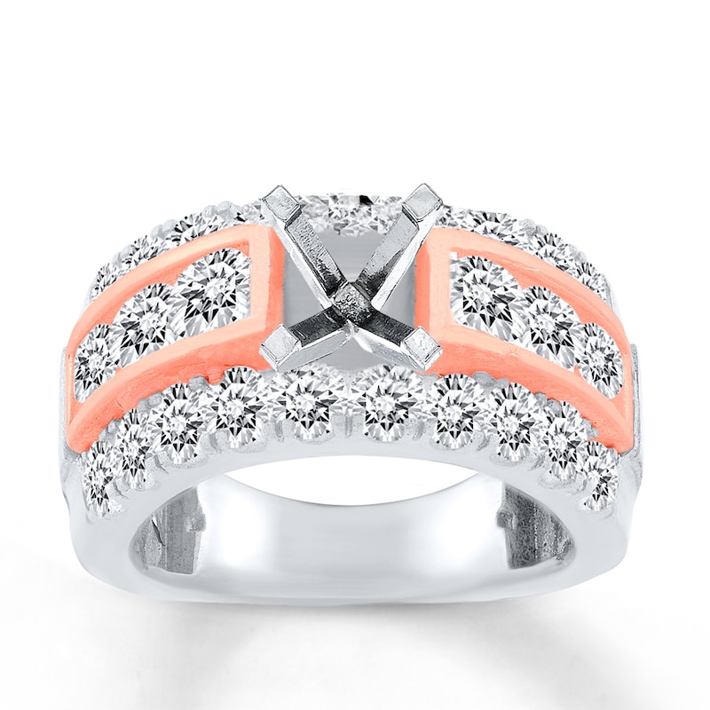 Previously Owned Diamond Engagement Ring Setting 2-1/4 ct tw Round 18K Two-Tone Gold