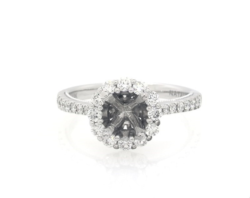Previously Owned Natalie K Diamond Halo Engagement Ring Setting 1/2 ct tw 14K White Gold
