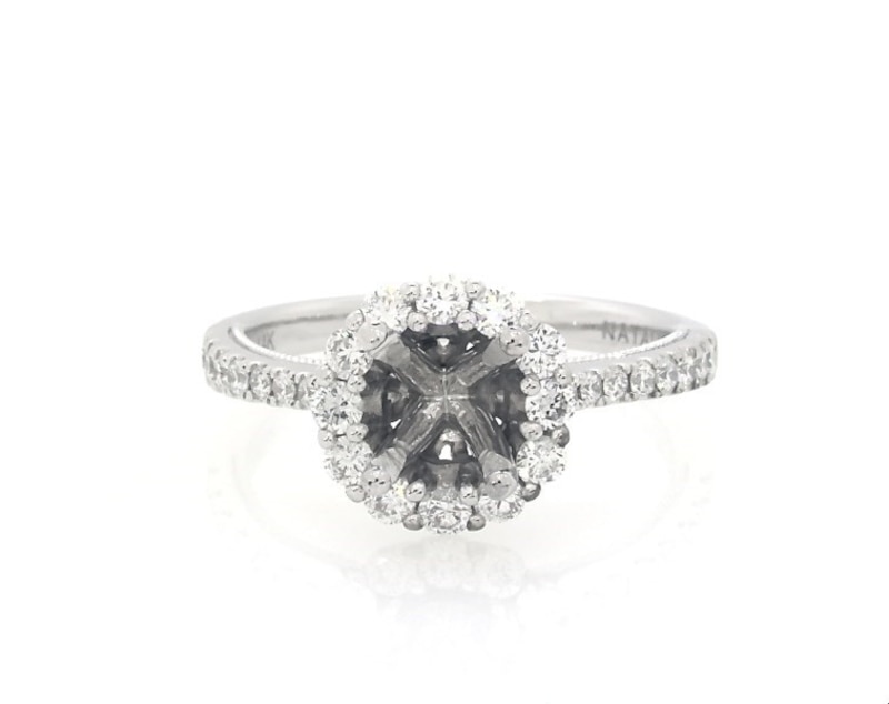 Main Image 1 of Previously Owned Natalie K Diamond Halo Engagement Ring Setting 1/2 ct tw 14K White Gold