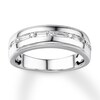 Thumbnail Image 1 of Previously Owned Men's Diamond Band 1/3 carat tw Round/Baguette 10K White Gold