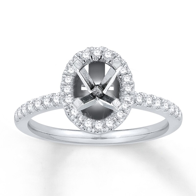 Main Image 1 of Previously Owned Colorless Diamond Ring Setting 3/8 ct tw 14K White Gold