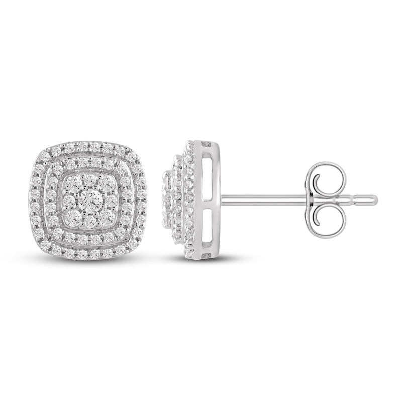 Main Image 1 of Previously Owned Diamond Stud Earrings 1/2 ct tw Round 10K White Gold