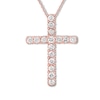 Thumbnail Image 1 of Previously Owned Diamond Cross Necklace 1/2 carat tw Round 10K Rose Gold