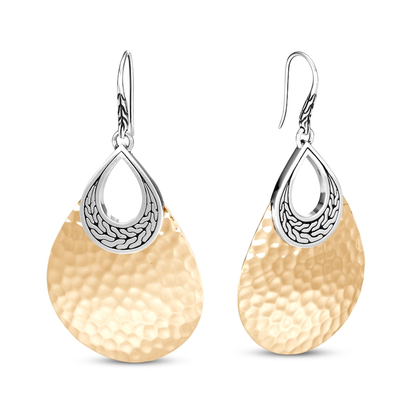 Main Image 1 of Previously Owned John Hardy Classic Chain Hammered Drop Earrings Sterling Silver/18K Yellow Gold